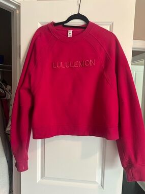 lululemon Bright Pink Embroidered Logo Crewneck Sweatshirt